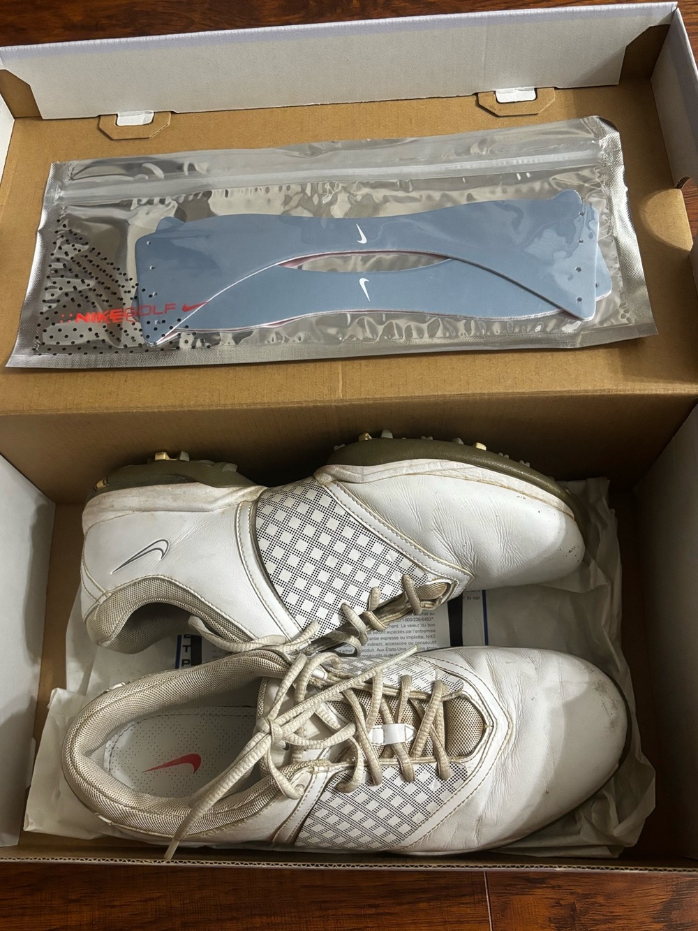 Nike Golf Air Embellish Spiked Golf Shoes White Gray Cleat Trainers with Box